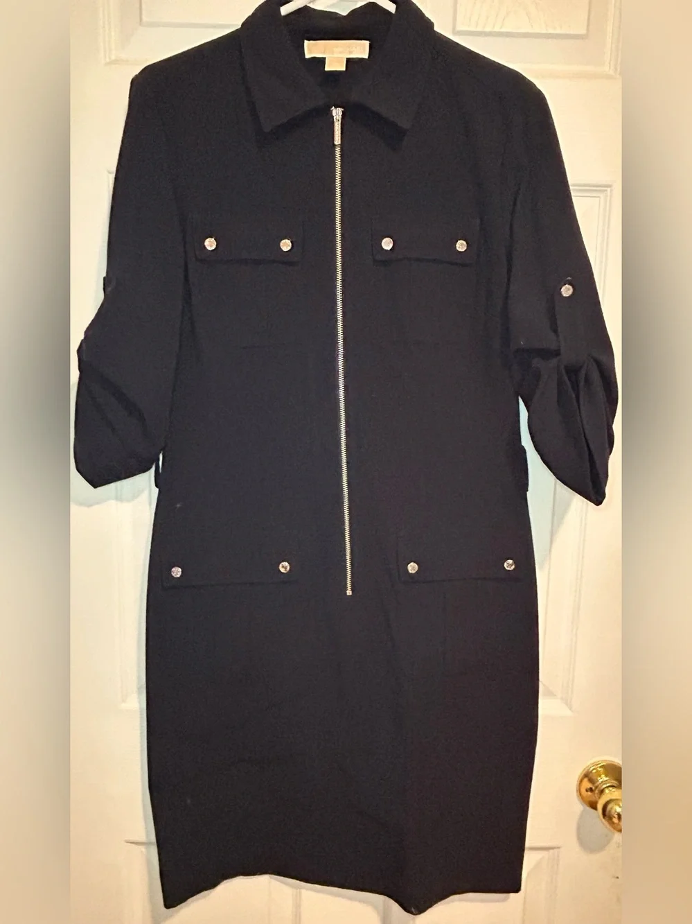 Michael Kors Black Zip-Front Trench Coat Dress